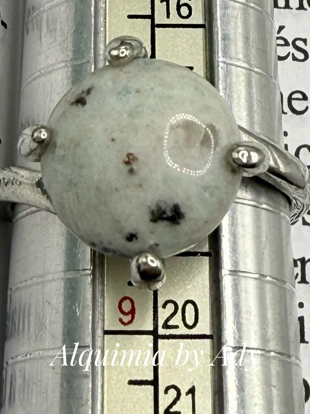 Silver Ring with White-Grey Jasper